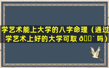 学艺术能上大学的八字命理（通过学艺术上好的大学可取 🌴 吗）